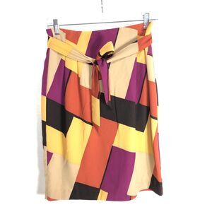 Apostrophe A Line Color Block Skirt Retro Sash Womens Size 4